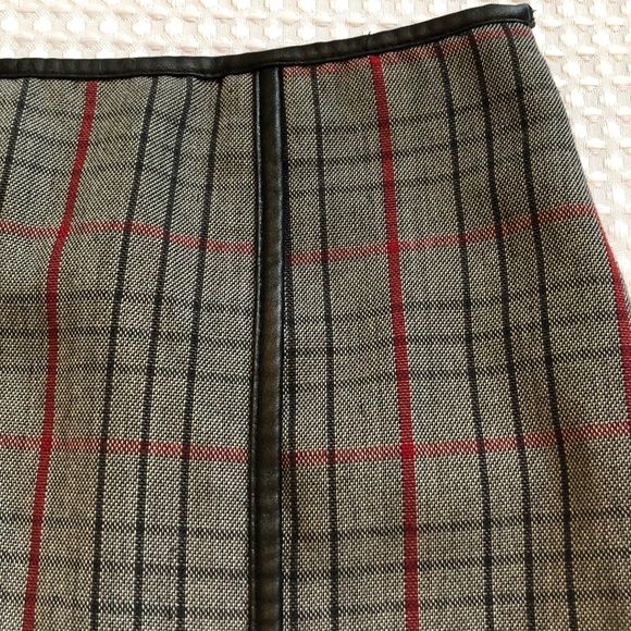 Leather Accent Plaid Skirt - Picture 8 of 9